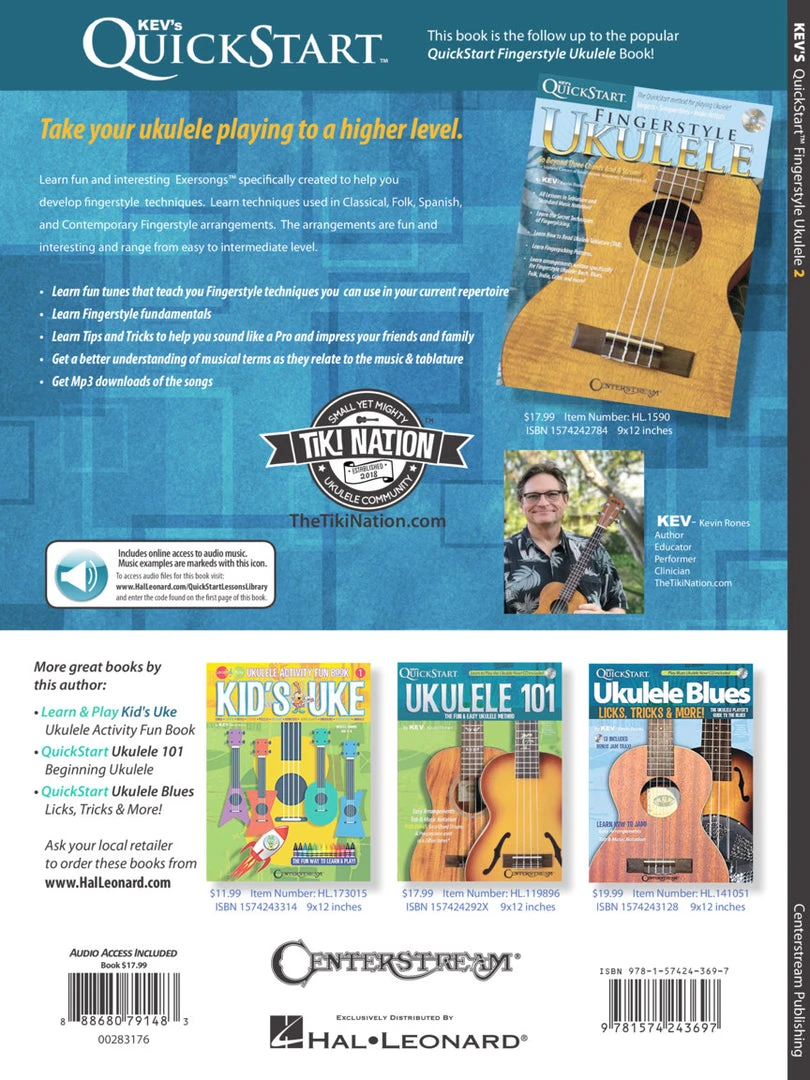 Hal Leonard Kev's QuickStart For Fingerstyle 2 Ukulele Book