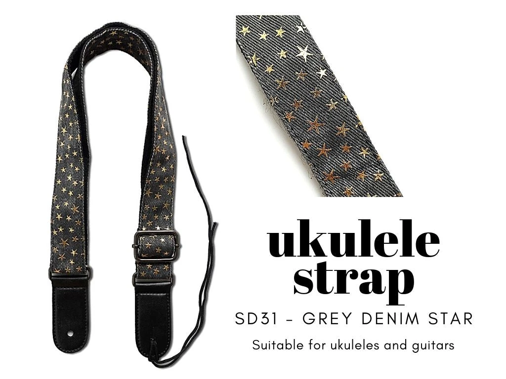 Renegade Ukulele Strap STRAP/SD31 (Grey Denim Star) Accessories